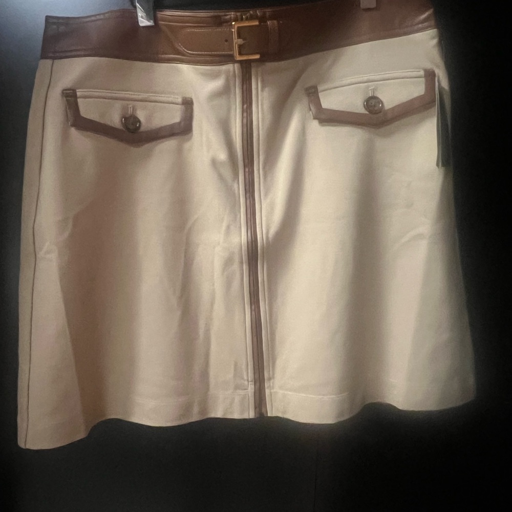 Ralph Lauren classic skirt with leather look trim